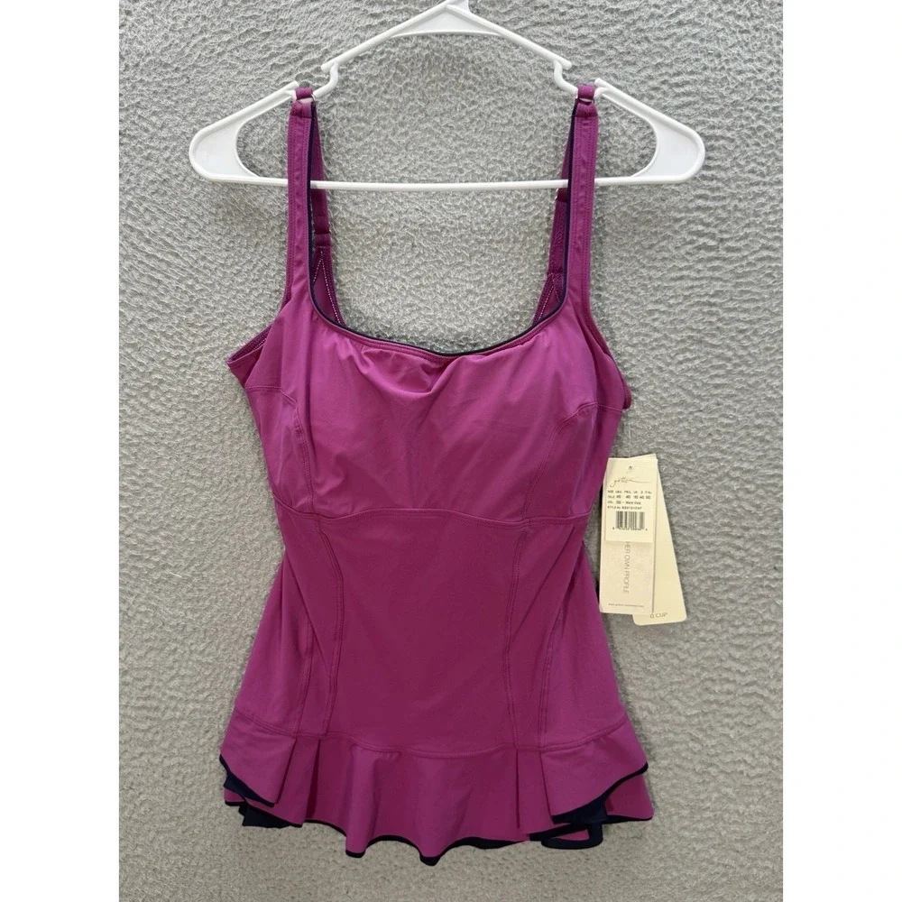 Profile By Gottex‎ Tankini Top Womens 40D Viola Standard Belle Curve Square Neck
